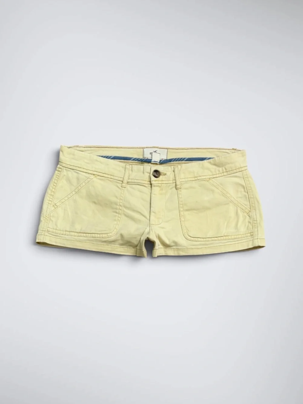 Early 2000s Hollister Pastel Yellow Low Rise Micro Mini Shorts